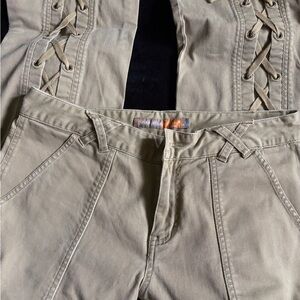 Lace-Up Waist Beige Pants